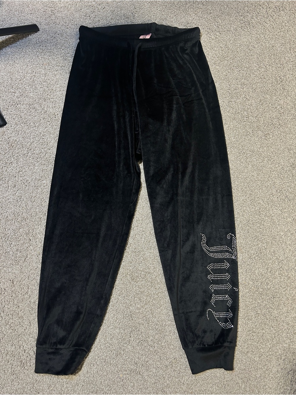 Juicy Couture Black Velour Joggers with Rhinestone 'Juicy' Script